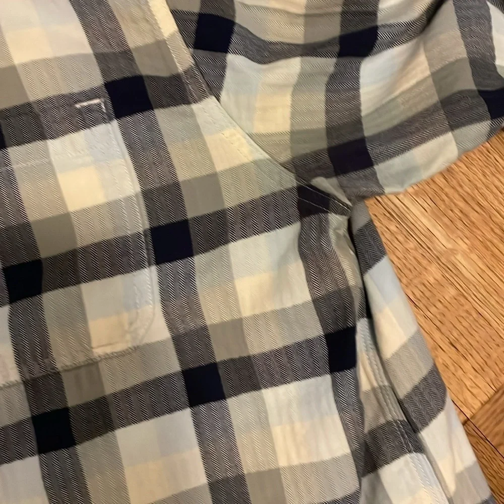 EUC The North Face blue plaid cotton shirt